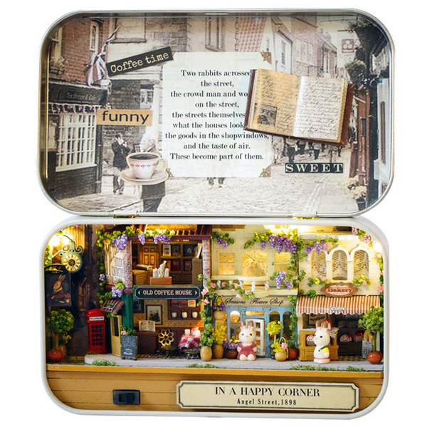 3D Wooden DIY Handmade Box Theatre Dollhouse Miniature Box In A Happy Corner Cute Mini Doll House Assemble Kits Gift Toys P0