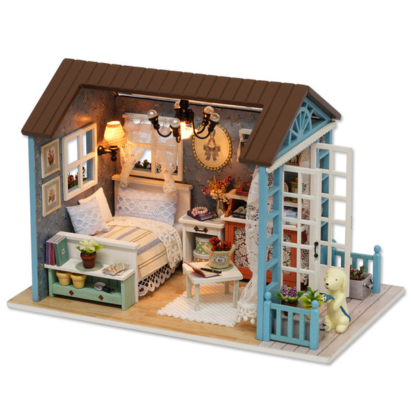 DIY Doll House Miniature Dollhouse for Doll Mini Home Wooden Cute Living Room Parlor Model Building Toy for Children Kid