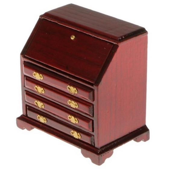 1/12 Dollhouse Miniature Furniture Wooden Living Room Cabinet Bedroom Drawer Wine Red