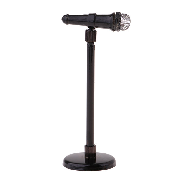 1/12 Scale Dollhouse Mini Metal Microphone Model with Stand Furniture Decoration Accessory 1/12 Action Figure Hot Toys Black