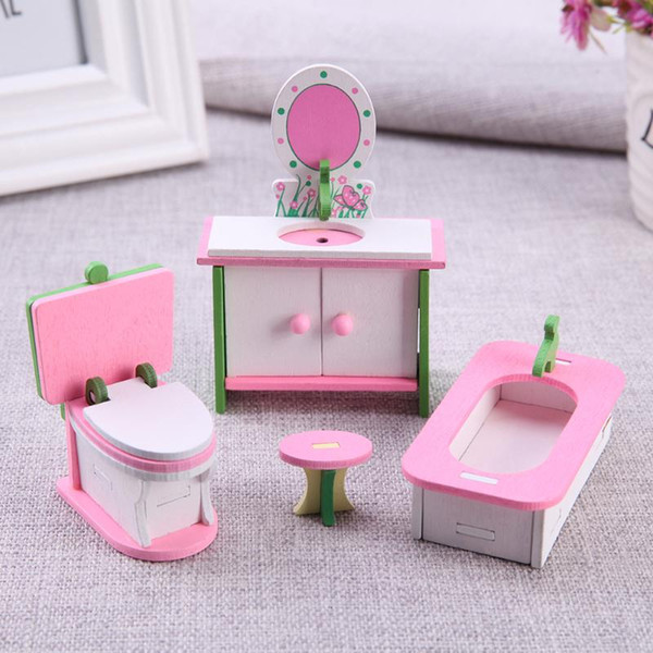 Wooden Miniature Dollhouse Simulation Furniture Set Kids Educational Toys Kids Child Pretend Play Toy