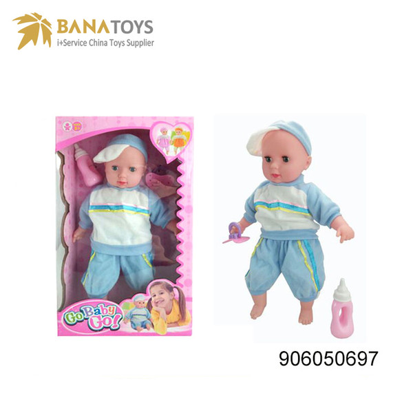 Free shipping 13 Inch musical baby toy alive doll set fashion cute toys with bottle sleep bedtime doll for kids