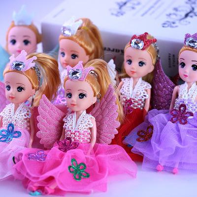 18cm Moveable Joint Princess Doll Angel Wings Design with Key Ring Kid Girls Toy Gift Sent By Random