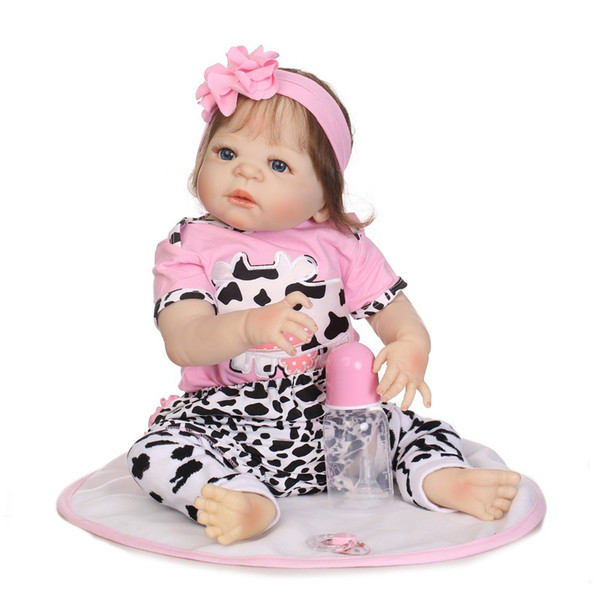 19inch 46CM Soft full Silicone Reborn Baby Doll Girl Toys Lifelike Babies Boneca Full VInyl Fashion Dolls Bebe Reborn Menina