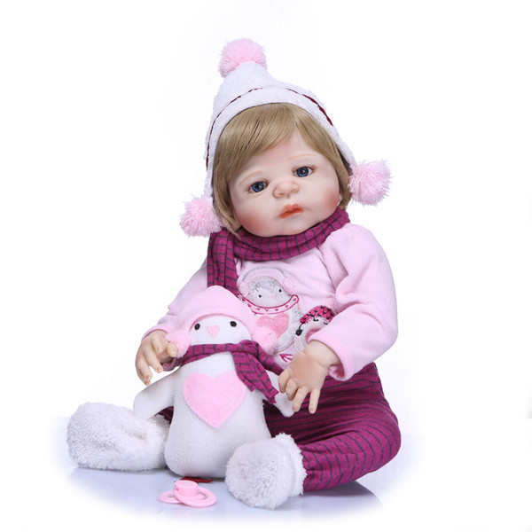 23inch Full Silicone Vinyl Reborn Baby girl Dolls Fashion Dolls Bebe Reborn Menina Girls kids toys GiftBrinquedo bonecas