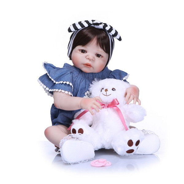 57cm Full Silicone Body Reborn Baby Doll Realistic Handmade Vinyl Adorable Lifelike Toddler Bebe Truly Kids Playmates Toys