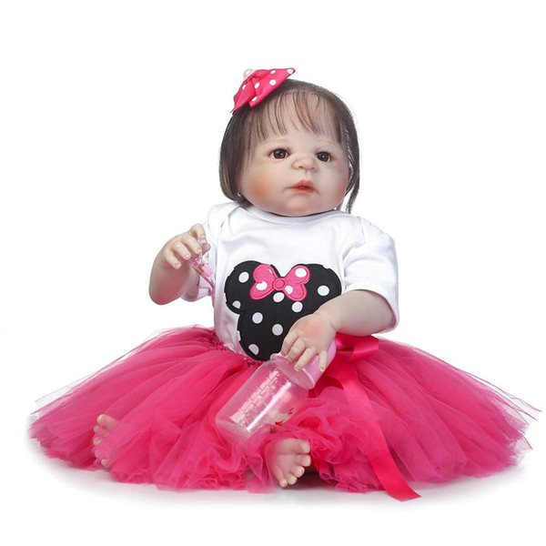 23'' bebe girl reborn bonecas full body soft silicone reborn baby dolls blue/brown/green eyes option bonecas reborn