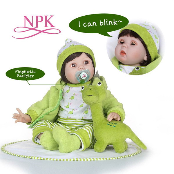 NPK 55cm silicone reborn baby dolls Blinking doll Playmate For Girls boneca reborn Soft Toys birthday gift Bebe Reborn