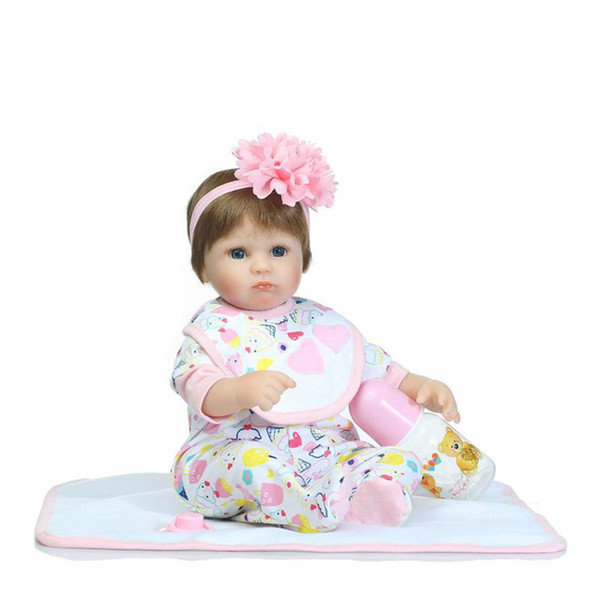 40cm New Silicone Reborn Baby Doll Toy Girls Brinquedos Birthday Gift For Kid Child Vinyl Newborn Baby-Reborn Doll Blue Eyes