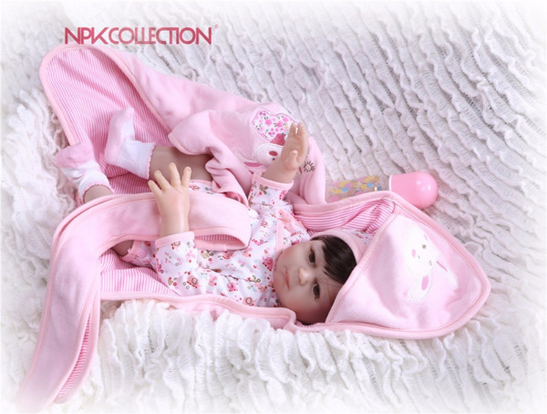 46cm Red reborn dolls soft silicone baby dolls bebe princess reborn nice pink clothing heart doll gift kids toys