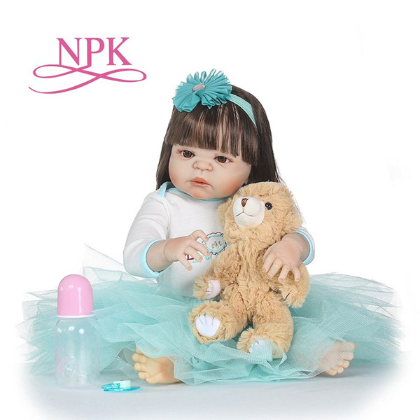 full Silicone body reborn Baby Doll Girl Newbron Lifelike Baby-Reborn Princess Doll hot Birthday Christmas Gift for girl