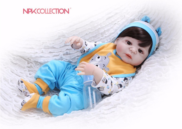 New 57CM Full Body Silicone Girl Reborn Babies Doll Toys Prince Babies Doll Wig Hair Cute Birthday Gift the best Xmas gift