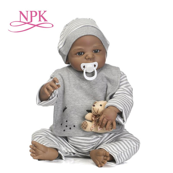 57cm new arrival black skin simulation newborn baby with painted hair best kid gift full silicone reborn baby dolls