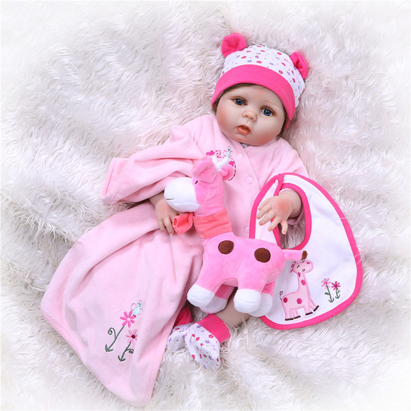 Full Body Silicone Reborn Baby Doll kids Playmate Gift For Girls 55CM Baby Alive Soft Toys For Bouquets Doll Bebe Reborn