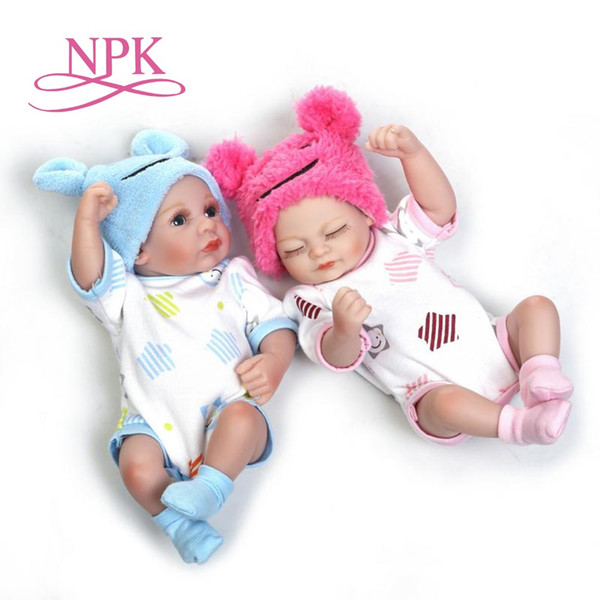 25cm Soft silicone reborn twins babies lifelike mini newborn girl boy baby doll birthday present gift