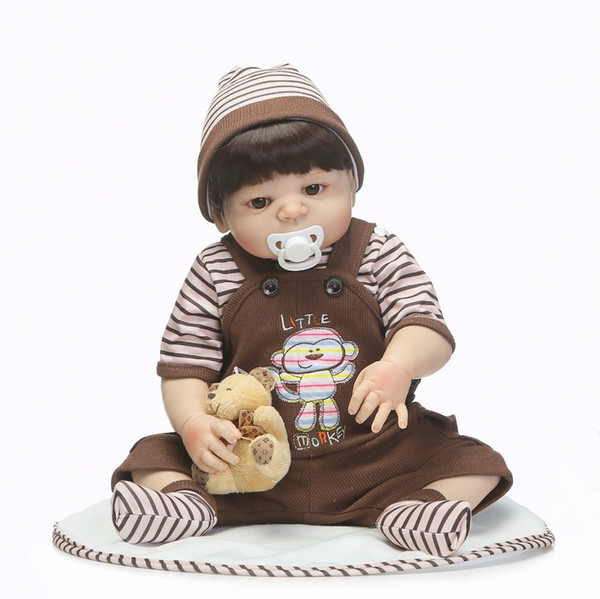 Reborn 46CM Full Silicone Reborn Baby Boy Dolls Toys Luxury Set With Bear Child Bathe Toys Boneca Reborn Dolls For Kids