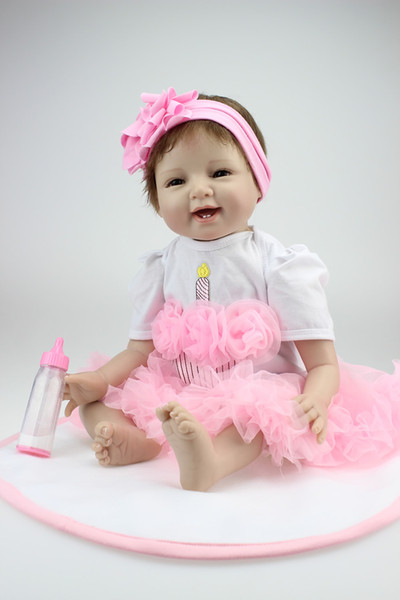 22 Inch Silicone Doll Baby Reborns Realistic Reborn Babies Doll Lifelike Finished Doll Handmade Baby Kids Birthday Xmas Gift