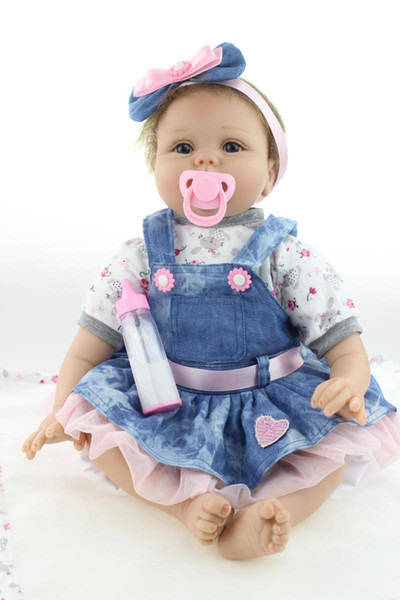 Fashion Baby Girl 22 inch Silicone Reborn Babies Real Lifelike Princerss Girl Handmade Finished Doll Kids Christmas Gift