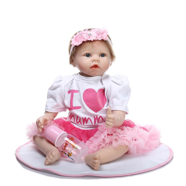 Silicone Reborn Babies Girl 22 Inch Cloth Body Doll Realistic Newborn Baby Doll Can Lying And Sitting