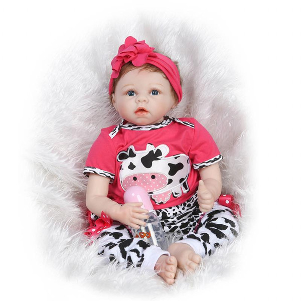 22 inch Soft Silicone Collectible Princess Girl Doll Realistic Cute Baby Reborn Dolls Girls Classic Kids Toy With Smiling Face