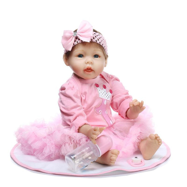 Fashion 22 Inch Soft Silicone Baby Dolls Reborn Handmade Smiling Kids Hobbies Princess Dolls Best Playmate For Kids