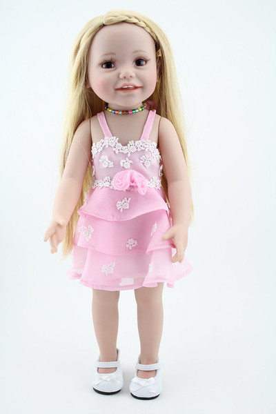 New 18inch 45cm Adorable American Girl Doll Real Looking Handmade Silicone Reborn Dolls With Clothes Hat Toy For Kids