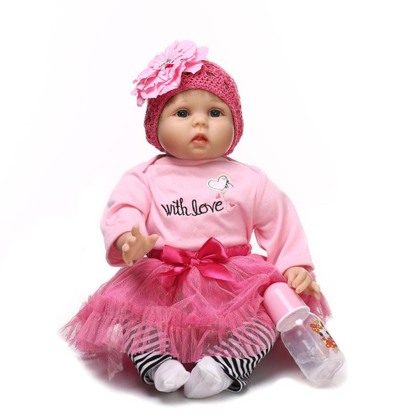 Silicone Reborn Baby Educational Princess Baby Doll 22 Inch Cloth Body Lifelike Vinyl Babyborn Dolls Long Hair Wigs