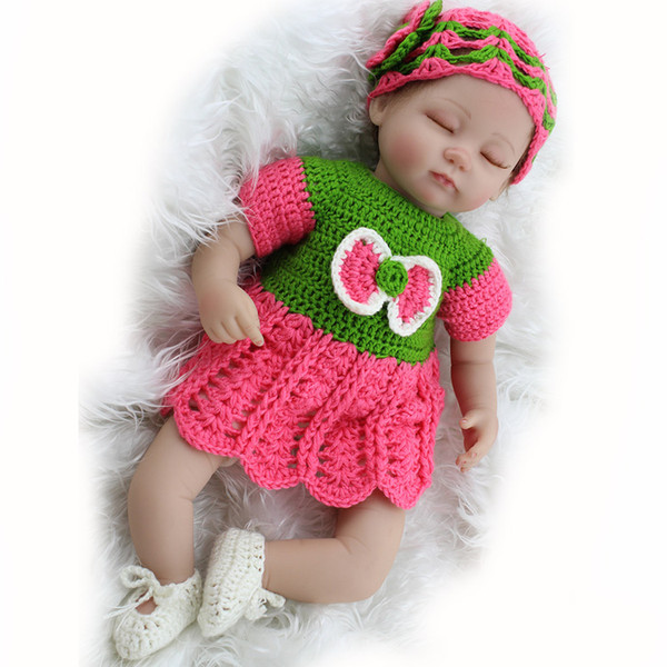 18inch Fake Baby Doll Reborn Cloth Body Silicone Reborn Babies Girls Toys With Denim Skirt Children Doll Gifts Bonecas Reborn