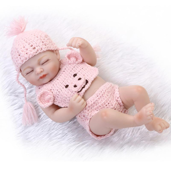 Full Vinyl Reborn Baby Boy Silicone 10 Inch Newborn Dolls Realistic Baby Dolls For Kids Brown Eyes For Baby Shower New Year Gift