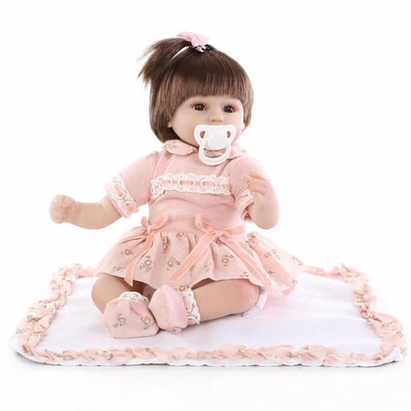 18 Inches Soft Silicone Cloth Body Reborn Baby Doll Lovely Newborn Princess Girls Wearing Orange Clothes Kids Birthday Gift