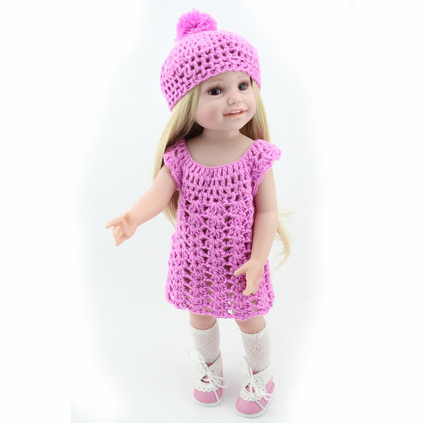 18 inch 45cm Full Vinyl American Girl Dolls Lifelike Toys For Kids Play House Toys Gift Accompany Sleep Doll