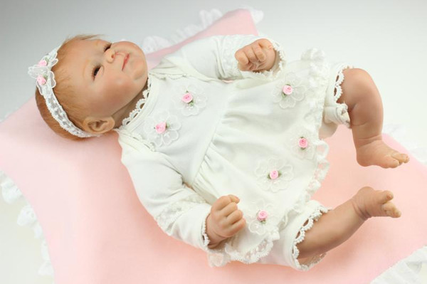 18 inch 45cm Quality Silicone Reborn babies cute Collection Silicone lifelike baby doll for girl birthday gift