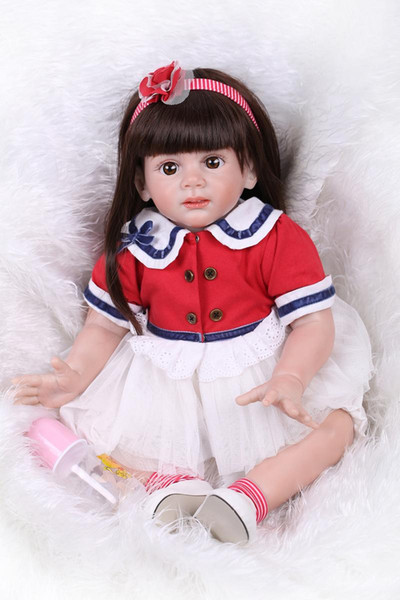 24Inch Silicone Reborn Baby Doll Lying And Sitting Baby Alive Doll Realistic Princess Girl Wearing Sweet Clothes Look Genius