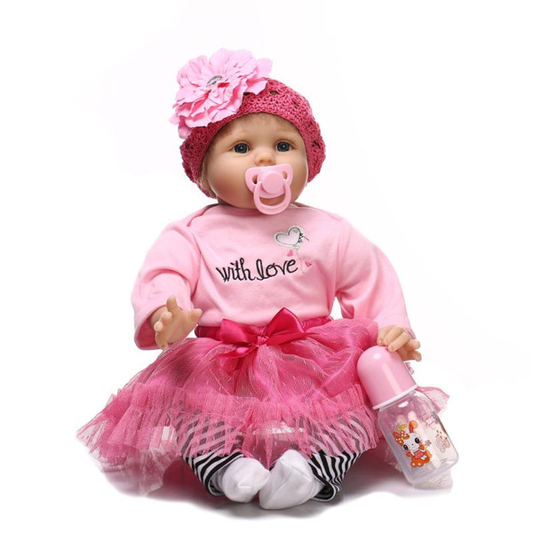 Silicone Reborn Baby Educational Princess Baby Doll 22 Inch Cloth Body Lifelike Vinyl Babyborn Dolls Hair Wigs