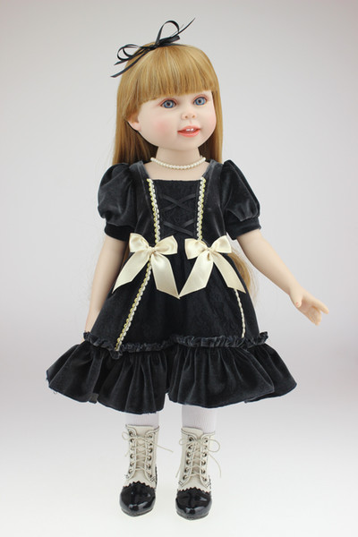 Lovely 18 Inch Full Body Vinyl American Girls Realistic Reborn Dolls Wearing Dark Dress Toddlers Birthday Xmas New Year Gift