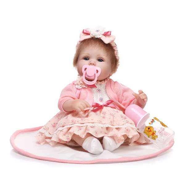 40cm Slicone reborn baby doll toy play house bedtime toys for kid girls brinquedos soft body newborn babies collectable doll