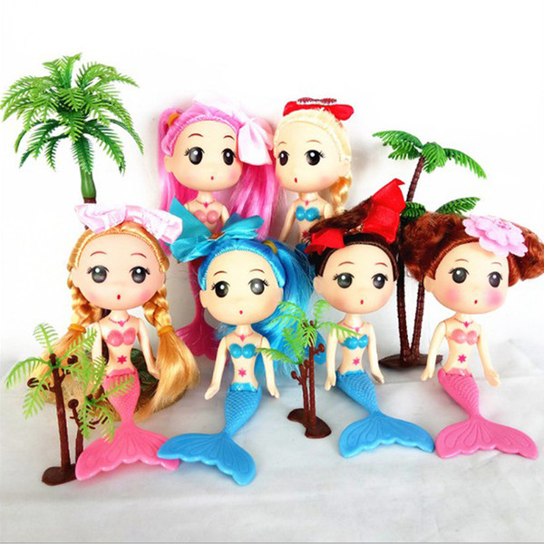 Mini Mermaid Doll,15cm Mini ddgir DDung Dolls with Different Headwear For Doll Cake Mold Decoration Girls Best Gift 100pcs