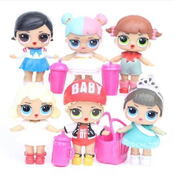 Hot sell 8CM Doll with feeding bottle American PVC Kawaii Children Toys Anime Action Figures Realistic Reborn Dolls for girls 6Pcs/lot