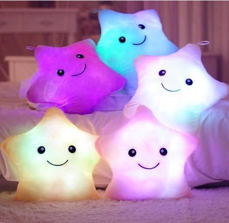 colorful luminous five-pointed star music pillow luminous birthday holiday gift plush toys wholesale