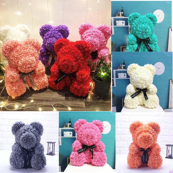 Drop Shipping 40cm Red Teddy Bear Rose Flower Artificial Christmas Gifts for Women Valentine's Day Gift Plush Bear\Rabbit