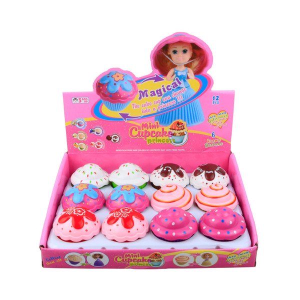 12 pcs Lot Mini Scented Childrens Toys Cupcake Princess Deformable doll Cake Girl Transform Scented Girls Toys