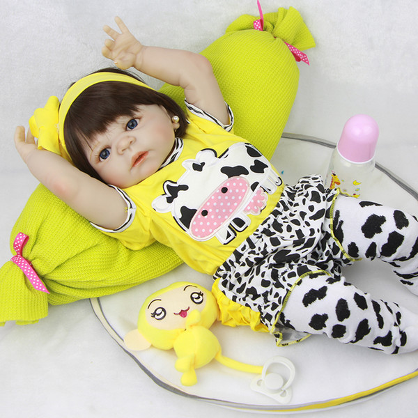 23'' Lifelike Reborn Baby Dolls White Skin Babies Doll Full Vinyl Body So Truly Girl Model Doll For Toddler bebe Toy Gifts