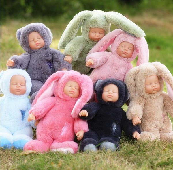 25CM Rabbit Plush Stuffed Baby Doll Simulated Babies Sleeping Dolls Children Toys Birthday Gift For Babies doll reborn