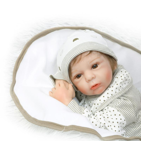 Wholesale- 55cm Lifelike Reborn Baby Doll with Fiber Hair Soft Real Gentle Touch Vinyl Silicone Doll Children's Playmate Christmas Gifts