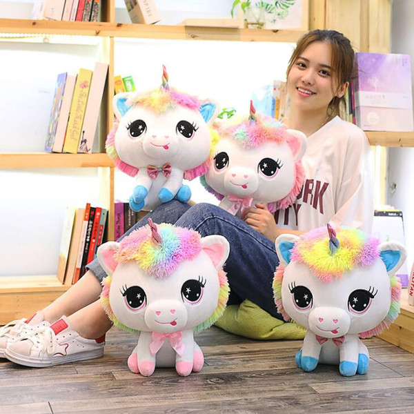 35cm Cute Unicorn Plush Toys Stuffed Animals Colorful Big Head Kawaii Soft Dolls Rainbow Horse For Kids 30pcs OOA5530