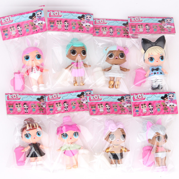 9CM LoL Doll with feeding bottle American PVC Kawaii Children Toys Anime Action Figures Realistic Reborn Dolls for girls 8Pcs/lot 0601946