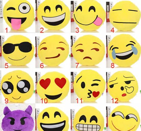 2017 23 Styles Cushion Cute Lovely Emoji Smiley Pillows Cartoon Facial QQ Expression Cushion Pillows Yellow Round Pillow Stuffed Plush To