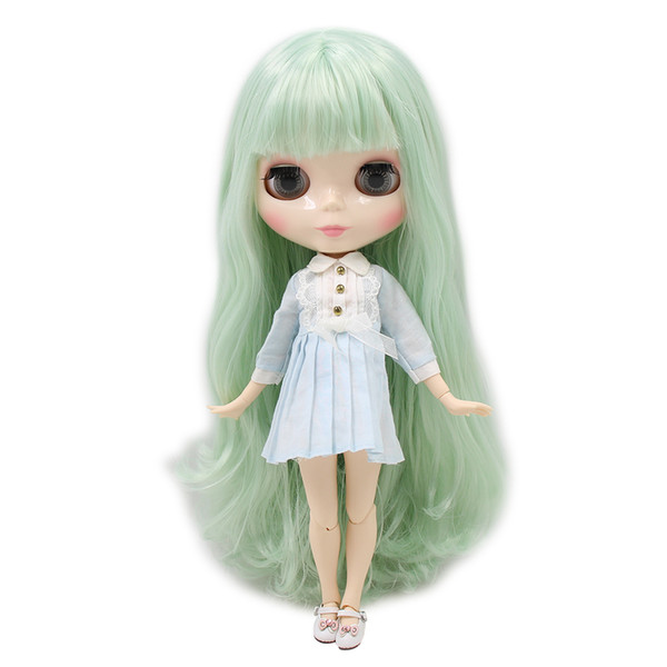 WHITE skin tone Blyth nude doll light mint green hair JOINT Azone body 1/6 30cm 280BL4278 fortune days toy