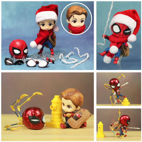 Marvel Homecoming Avengers 3 Cute Iron Spiderman Spider Man 10cm Action Figure Q Tom Holland Toys Doll Ko's Nendoroid 781 1037 J190506