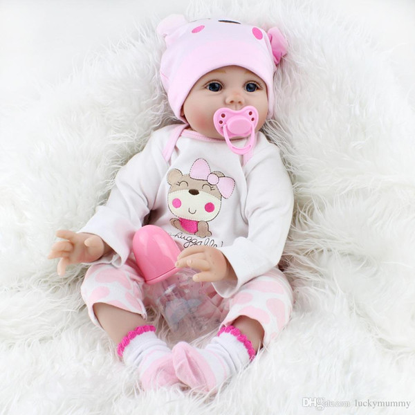 NPK Simulated Cute Soft Touch Lifelike Silicone Baby Girl Reborn Toy Newborn Doll Collectible Real Touch Reborn Boneca Kid Gift Bath Toy VB